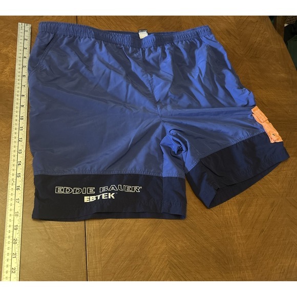 VTG Eddie Bauer EBTEK Men's L Blue Orange Shorts Swimming Trunks CA00665 WPL9647 - Picture 5 of 13